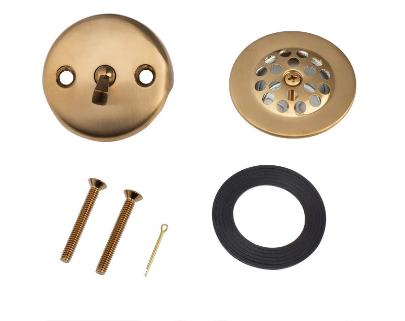 Artiwell Trip Lever Tub Trim Kit Set With Trip Lever Overflow Face Plate, Trip Lever Bathtub Drain with Strainer, Overflow and Matching Screws (BRUSHED GOLD) - Image 1